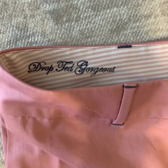 New Ted Baker Pants Size 4 US 10 Pink Saydii Deep Cuff Stretch Cotton Chino - Picture 5 of 10